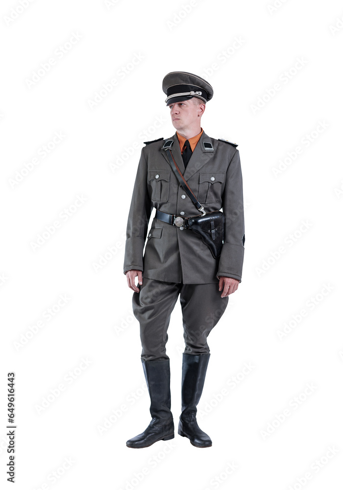 Male actor reenactor in historical uniform as an officer of the German Army during World War II Male actor reenactor in historical uniform as an officer of the German Army during World War II