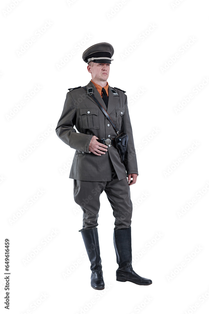 Male actor reenactor in historical uniform as an officer of the German Army during World War II Male actor reenactor in historical uniform as an officer of the German Army during World War II
