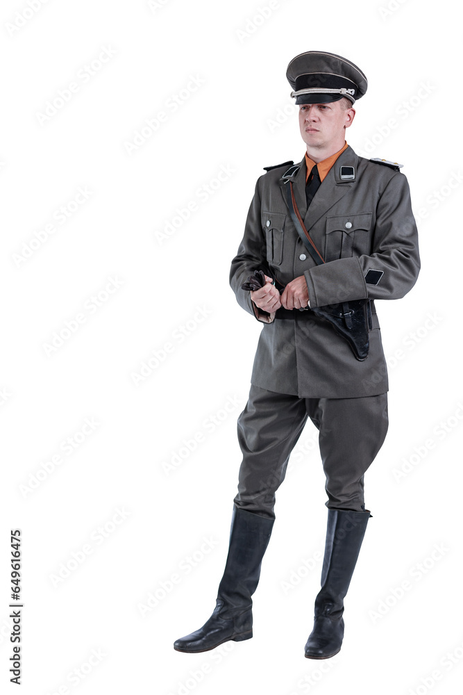 Male actor reenactor in historical uniform as an officer of the German Army during World War II Male actor reenactor in historical uniform as an officer of the German Army during World War II
