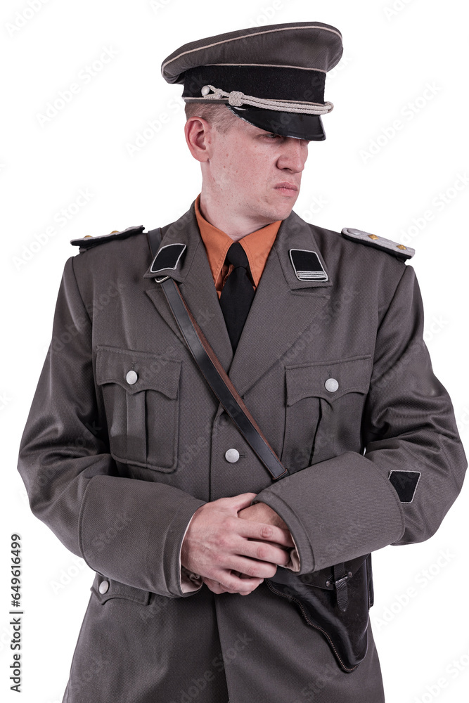 Male actor reenactor in historical uniform as an officer of the German Army during World War II Male actor reenactor in historical uniform as an officer of the German Army during World War II