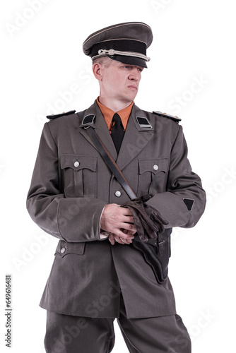 Male actor reenactor in historical uniform as an officer of the German Army during World War II © Kozlik_mozlik
