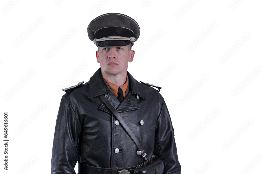Male actor reenactor in historical uniform as an officer of the German Army during World War II Male actor reenactor in historical uniform as an officer of the German Army during World War II