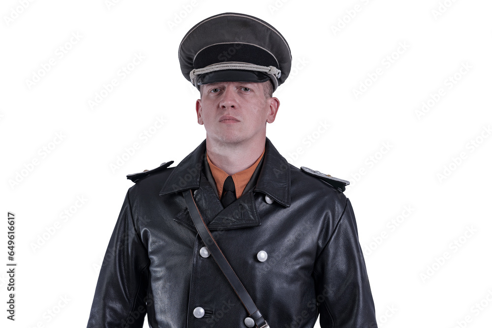 Male actor reenactor in historical uniform as an officer of the German Army during World War II Male actor reenactor in historical uniform as an officer of the German Army during World War II