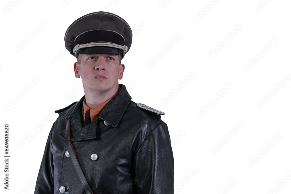 Male actor reenactor in historical uniform as an officer of the German Army during World War II Male actor reenactor in historical uniform as an officer of the German Army during World War II