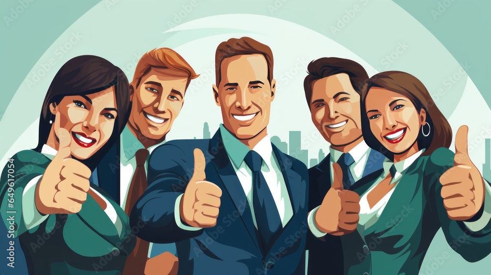 thumbs up with businesspeople, thumbs up with businesspeople,