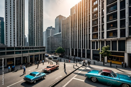 Amidst the urban jungle, concrete buildings loom close to the road, their rigid forms contrasting with the organic chaos of city life. The symphony of car engines, footsteps, and distant conver  © Muhammad