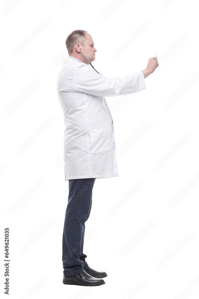 in full growth. serious doctor with a stethoscope in his hands. in full growth. serious doctor with a stethoscope in his hands.