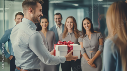 colleagues greeting congratulating for thankgiving concept