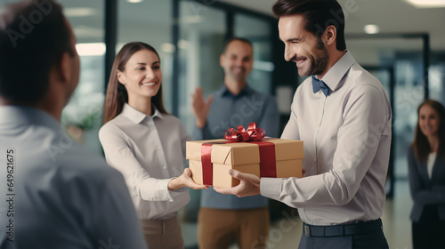 colleagues greeting congratulating for thankgiving concept