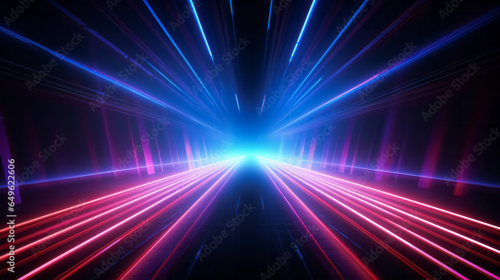 Motion speed neon light tunnel or corridor. Futuristic laser cyberspace perspective background. Motion speed neon light tunnel or corridor. Futuristic laser cyberspace perspective background.