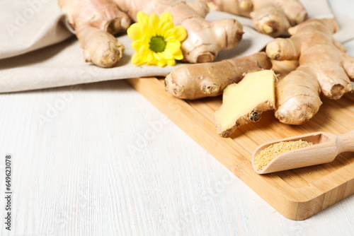 Seasoning and spices concept - ginger, homemade seasoning
