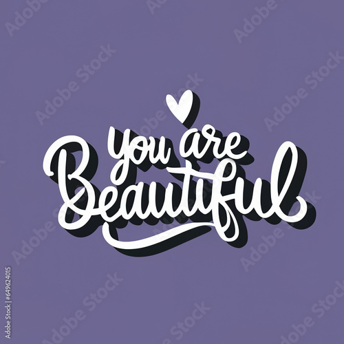 This picture of a vibrant purple background featuring a crisp white font captures the essence of modern graphic design, creating a striking logo that stands out with bold typography you are beautiful