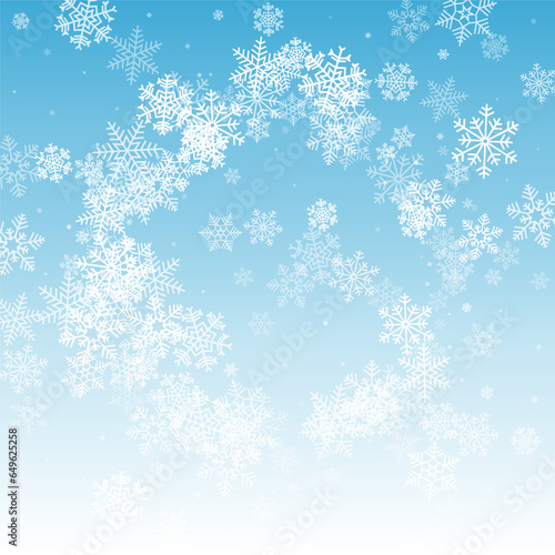 Gray Snowflake Vector Blue Background. Sky White
