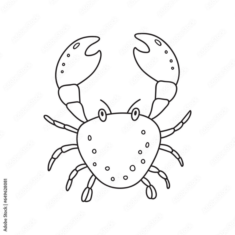 Hand drawn Cartoon Vector illustration cute crab icon Isolated on White Background Hand drawn Cartoon Vector illustration cute crab icon Isolated on White Background