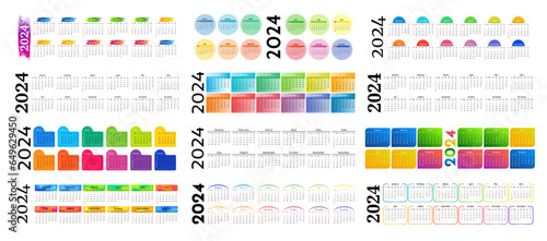 Calendar for 2024 isolated on a white background