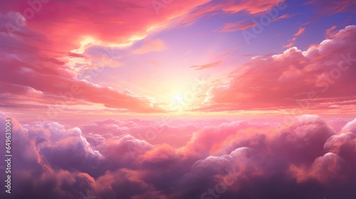 realistic beautiful sunset sky with lovely pink tones and swirly dreamy clouds, glowing hues Illustration artwork