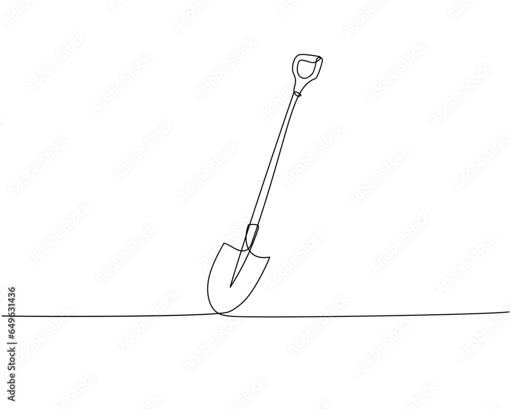 Shovel, dig, construction, cleaning one line art. Continuous line ...