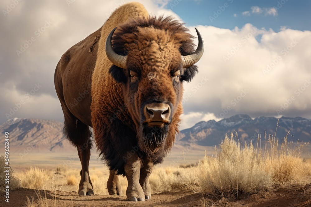 Bison in the desert of Utah in the United States of America, american bison, AI Generated Bison in the desert of Utah in the United States of America, american bison, AI Generated