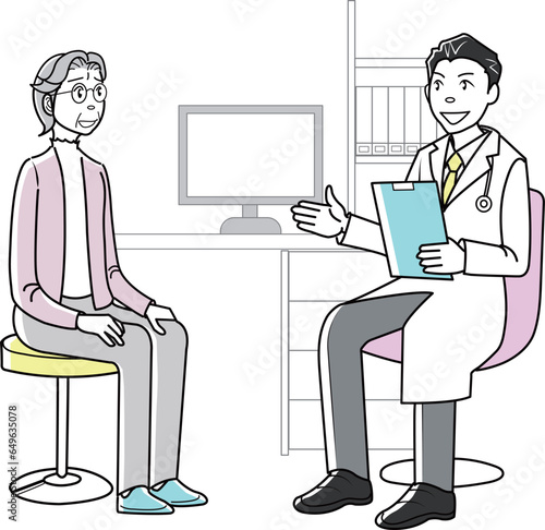 診察をする医者と患者