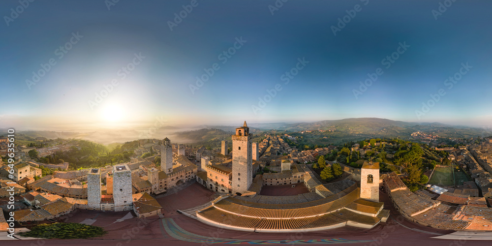 Naklejka premium Aerial view an San Gimignano. Tuscany, Italy