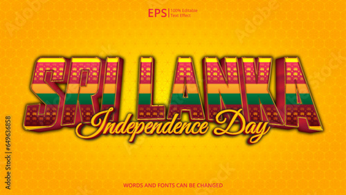 sri lanka editable text effect with sri lanka flag pattern suitable for poster design about holiday, Feast day or sri lanka independence day moment	
