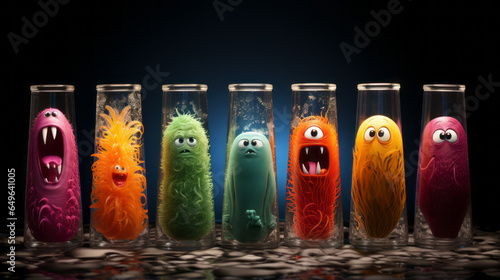 Bottles with monsters with different emotions. Cognition and perception improvement 