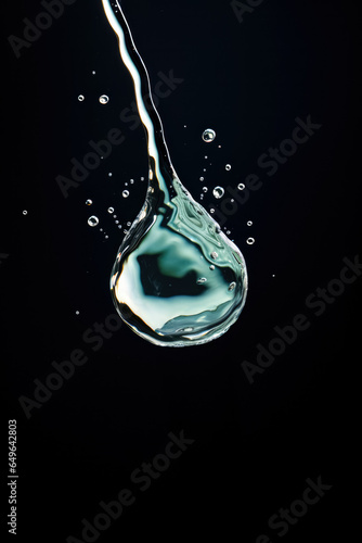 Exquisite macro image of a single water droplet causing dynamic splash  © fotogurmespb