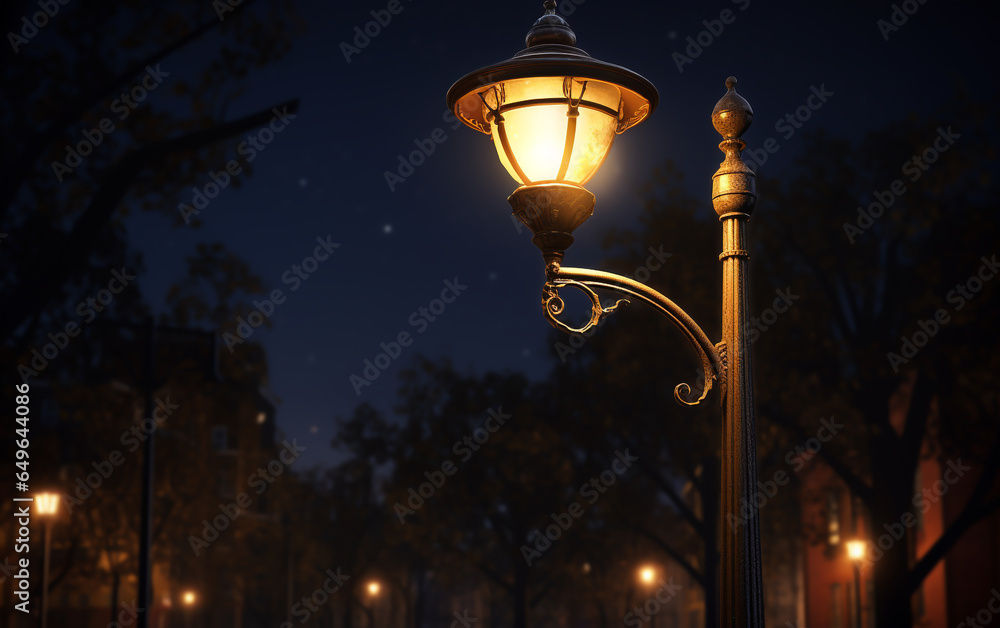 Street lamp shining in the night
