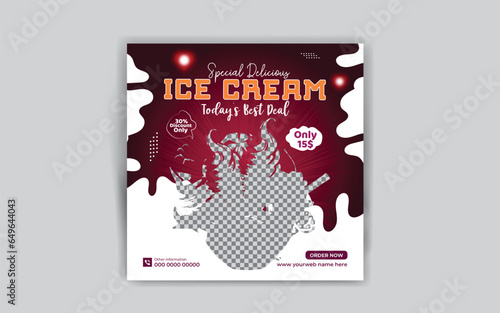 Delicious ice cream social media post design template