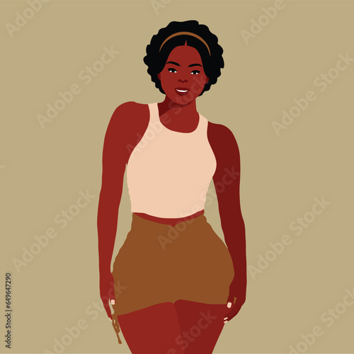 Afro black woman in elegant art style vector