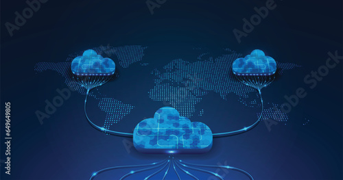 Multiple cloud symbol vector illustration, 2D cloud, 3D cloud, multi-cloud work connected data.