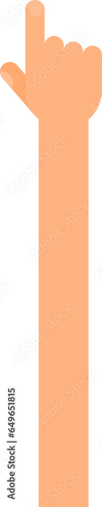 Long Cartoon hand of human pointing at important target with index finger. Gesture of person with rubber outstretched arm. Simple flat vector isolated on white background Long Cartoon hand of human pointing at important target with index finger. Gesture of person with rubber outstretched arm. Simple flat vector isolated on white background