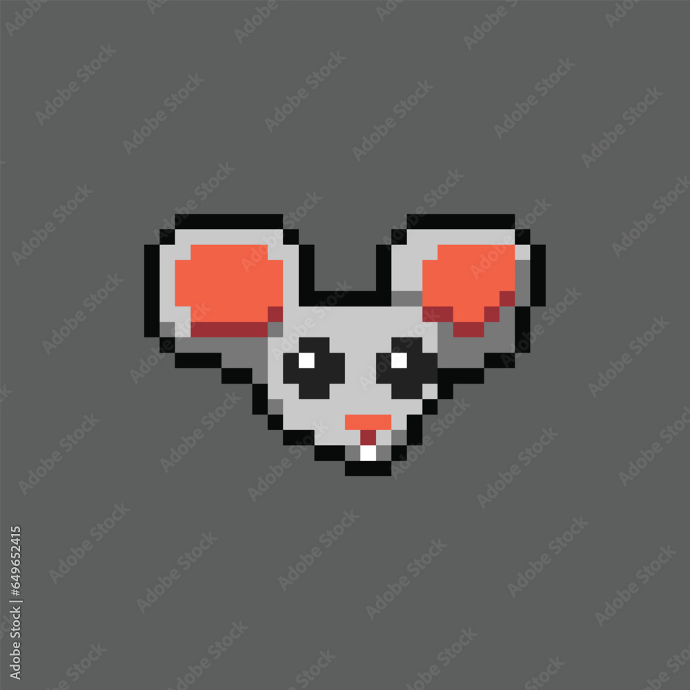 this is mouse icon in pixel art with simple color and black background ...