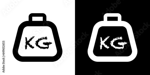 Simple KG weight web symbol. Dumbbell vector icon. KG bell logo. 