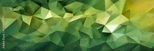 Green and gold shades in irregular triangles, shapes, polymorphs. Abstract seamless card, banner. Festive, luxury background. photo