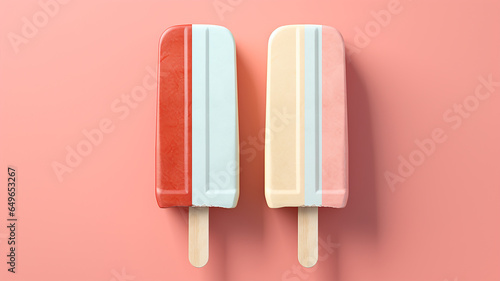 Ice cream sticks on pastel background © Yuwarin