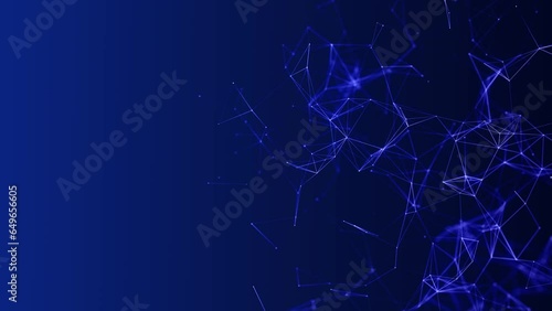Colored polygonal space. Connection dots and lines structure. Digital background. Technology background. Triangular futuristic business wallpaper. Plexus. 3D rendering. 4k animation.