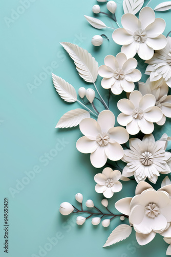 Creative paper abstract 3D flowers background. Beautiful elegant floral design. 