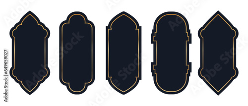 Islamic, arab line vector window icon set