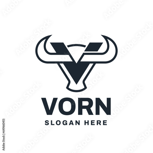 Abstract Letter V Horn and Bull Logo Vector Icon Illustration photo