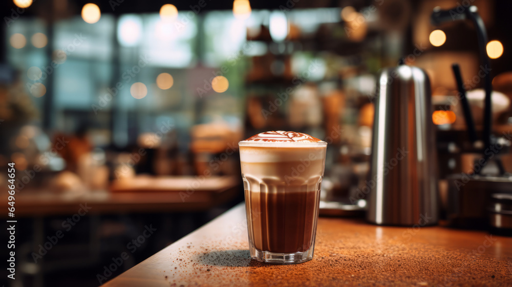 photograph of Blurred background image of coffee shop wide angle lens realistic lighting photograph of Blurred background image of coffee shop wide angle lens realistic lighting