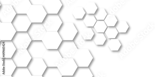 Seamless pattern with hexagons White Hexagonal Background. Computer digital drawing, background with hexagons, abstract background. 3D Futuristic abstract honeycomb mosaic white background.