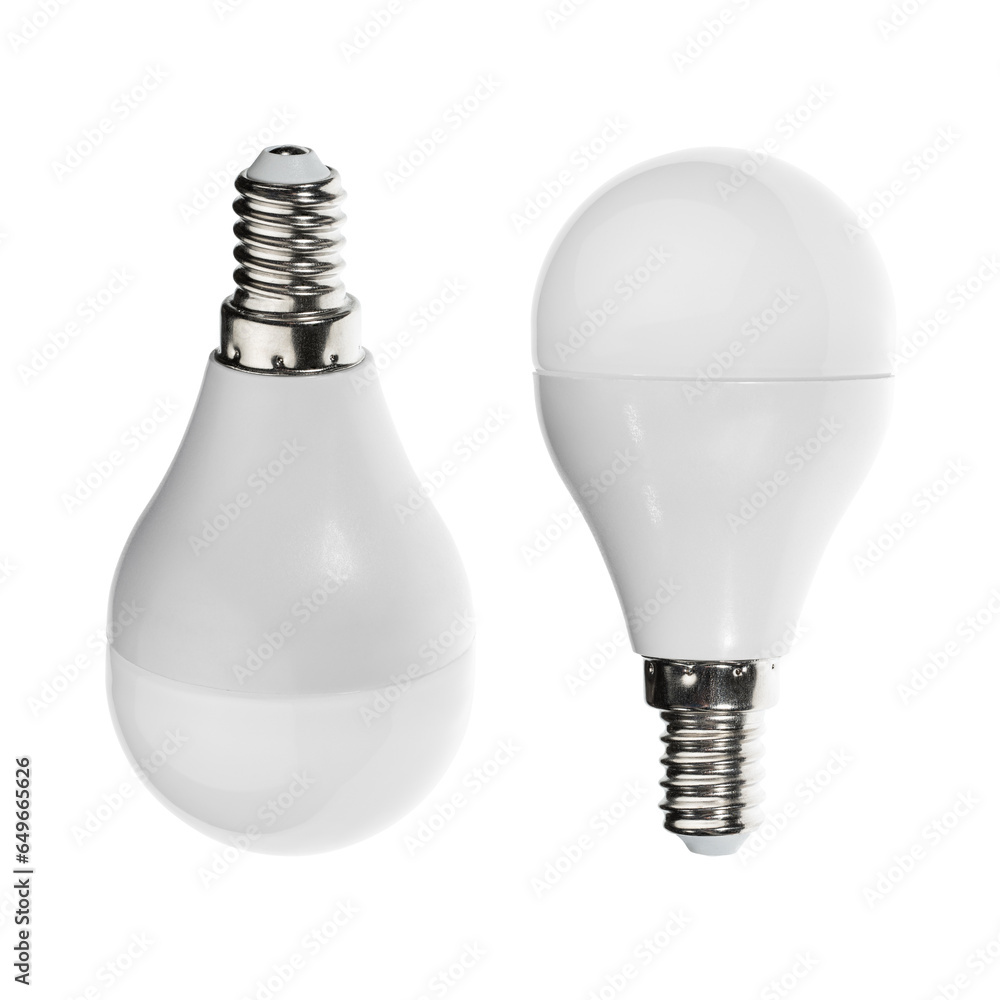 LED light bulb isolated on white background. Energy saving LED lamp. Modern LED lamp isolated, ECO energy concept