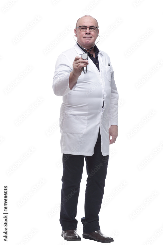 in full growth. smiling doctor pointing at you in full growth. smiling doctor pointing at you