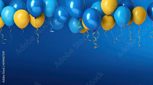 Wallpaper Mural blue blue and yellow balloons on blue background, in the style of gold and blue, photorealistic pastiche Torontodigital.ca
