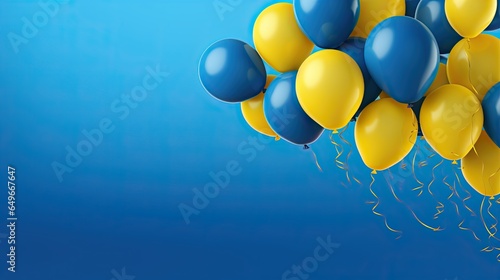 Wallpaper Mural blue blue and yellow balloons on blue background, in the style of gold and blue, photorealistic pastiche Torontodigital.ca