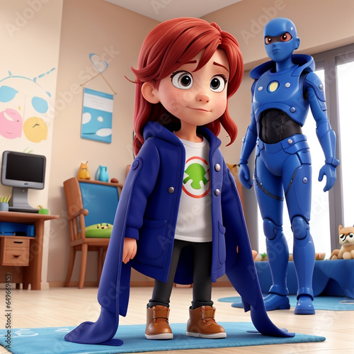 Robot character, ai photo, animation, transform