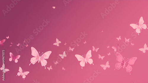 pink background with butterflies | Generative AI