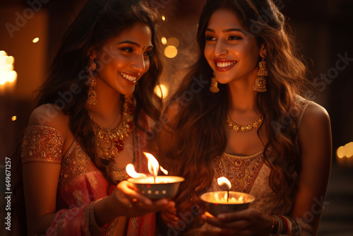 beautiful Indian womens celebration Diwali holiday
