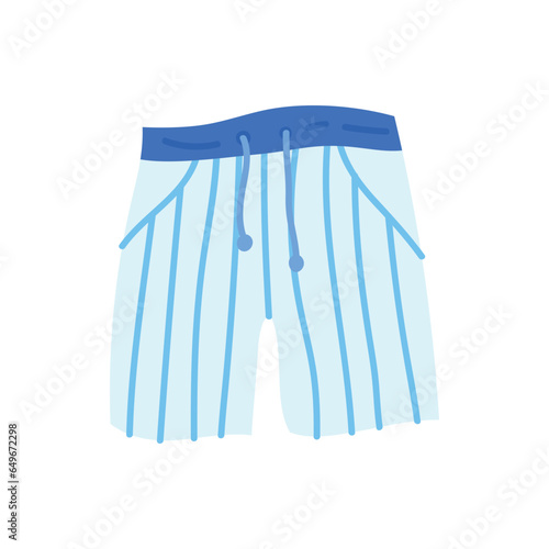 Cartoon Color Shorts with Striped Print Summer Vacation Concept Flat Design Style Isolated on a White Background. Vector illustration. Vector illustration
